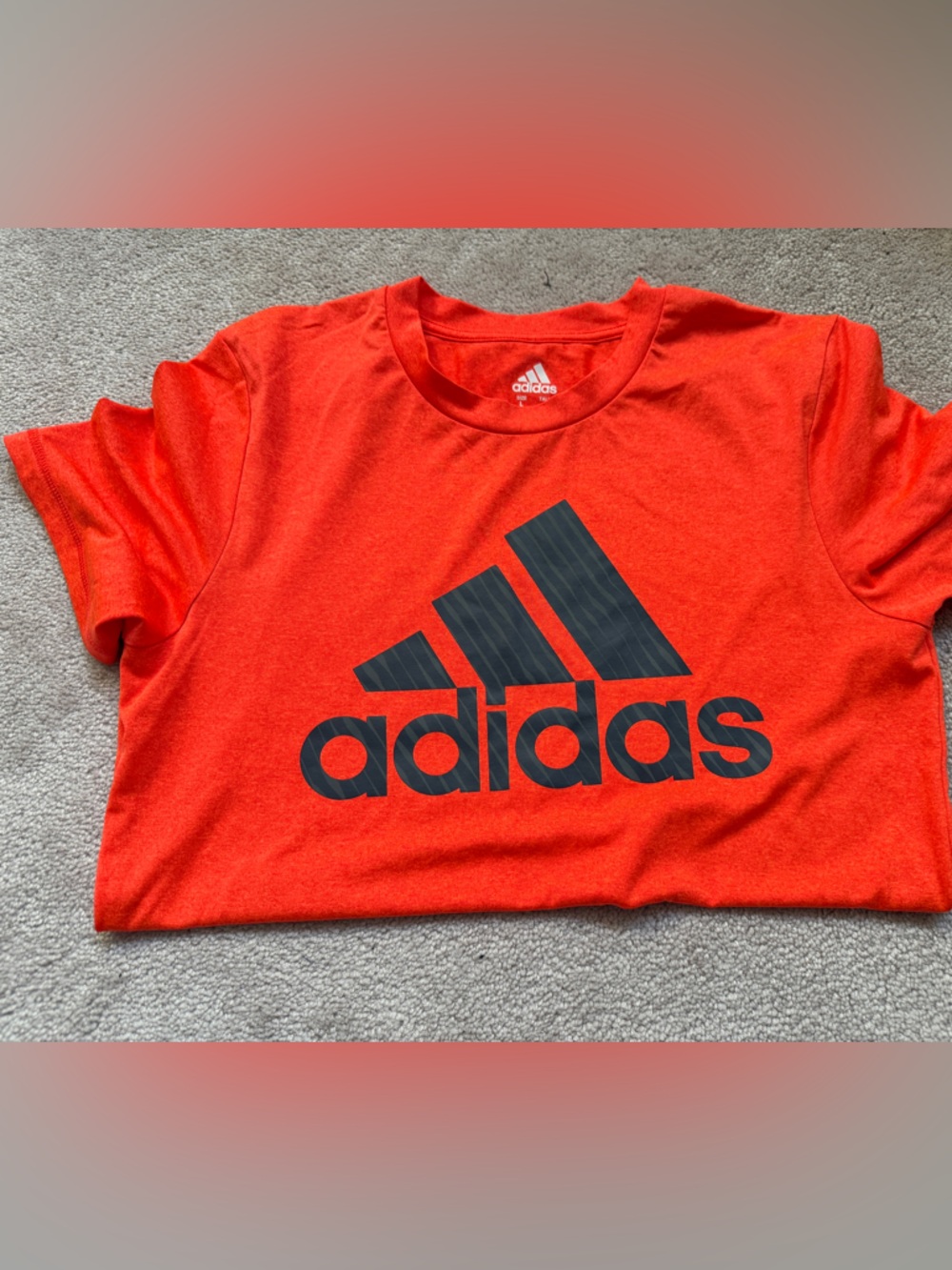adidas Bright orange Tee with dark gray Logo - Short Sleeve